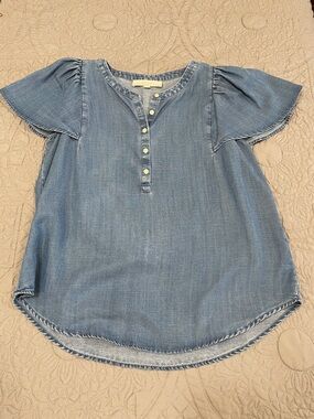 LOFT Chambray Top in Light Blue MP